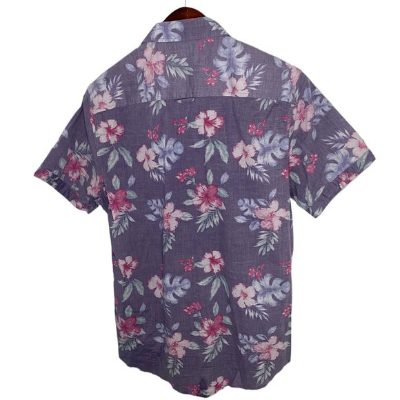 Seven Diamonds Floral Reversed Print Men's Short Sleeve Button Down Size L - Picture 7 of 8